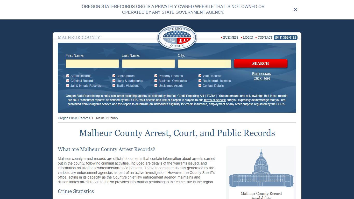 Malheur County Arrest, Court, and Public Records